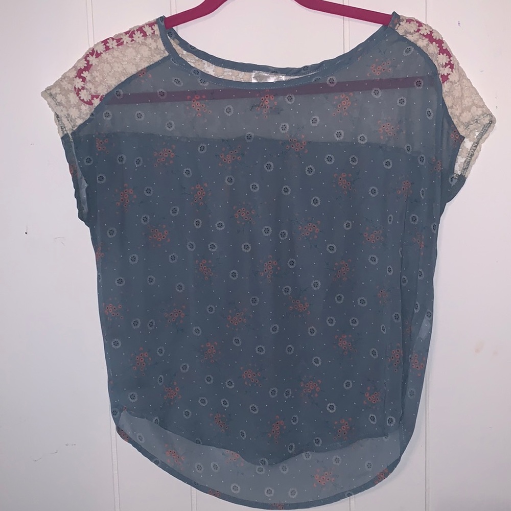 Sheer blouse with flowers